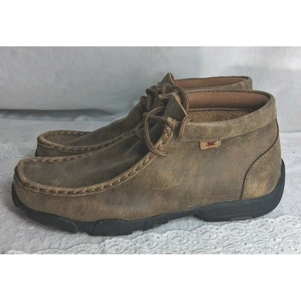 Twisted X Boots Youth 3.5M Chukka Boots Brown Leather Lace Up Moc Toe Western